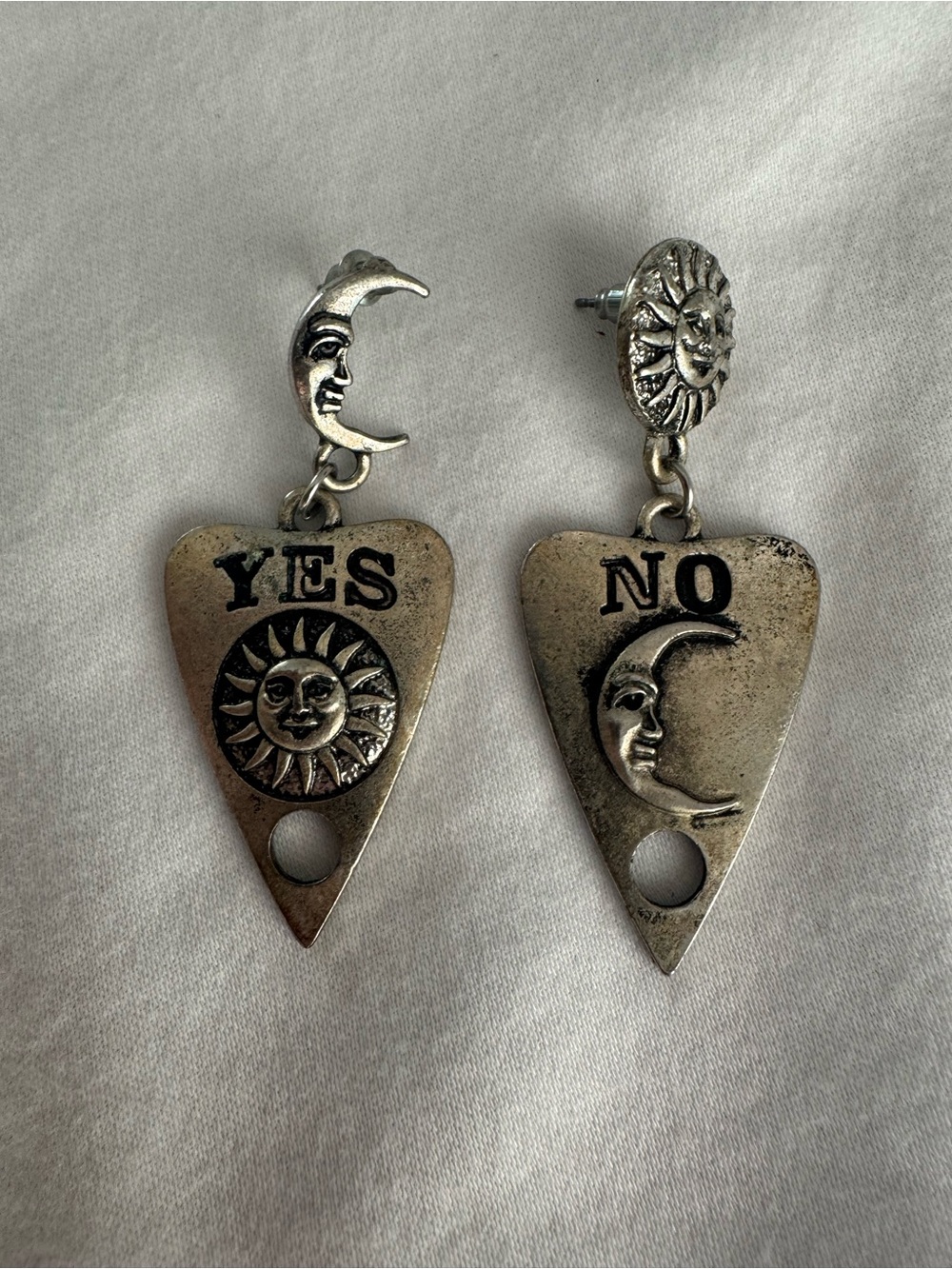 Handmade Silver Tarot Moon and Sun Dangle Earrings